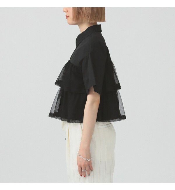 Ray BEAMS 「シアー ティアード クロップド シャツ」|シャツ・ブラウス|