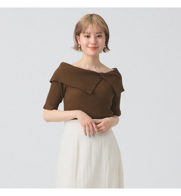 Ray BEAMS 「ビッグカラー オフショルダー Tシャツ」|Tシャツ・カットソー|