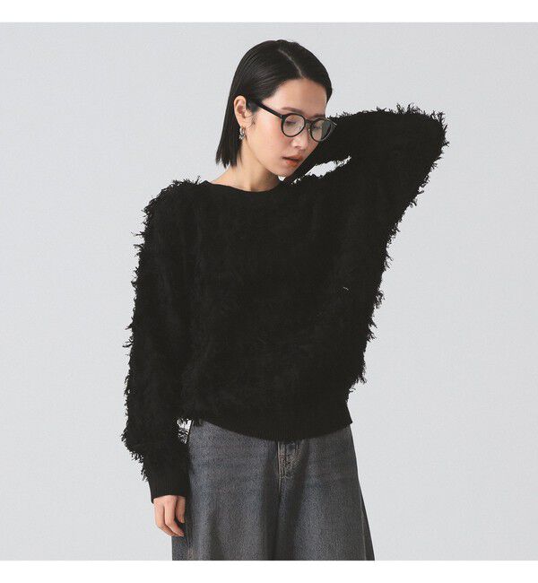 Ray BEAMS 「カット ジャカード フリンジ クルーネック ニット」|ニット・セーター|