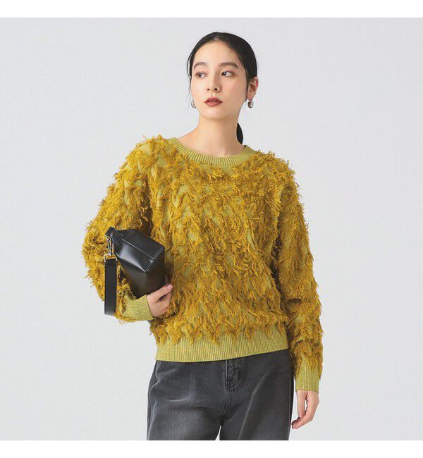 Ray BEAMS 「カット ジャカード フリンジ クルーネック ニット」|ニット・セーター|