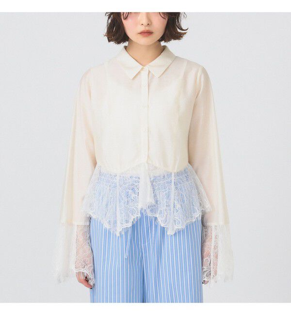 Ray BEAMS 「レース キリカエ フレア スリーブ シャツ」|シャツ・ブラウス|