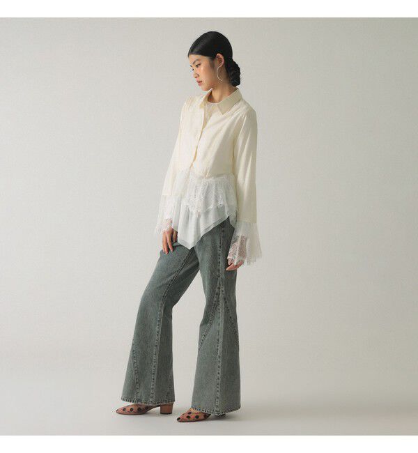Ray BEAMS 「レース キリカエ フレア スリーブ シャツ」|シャツ・ブラウス|