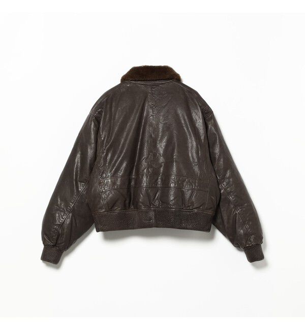 BEAMS「ワイドショートフィット G-1 シープレザー ダウンジャケット」|ブルゾン・スタジャン|