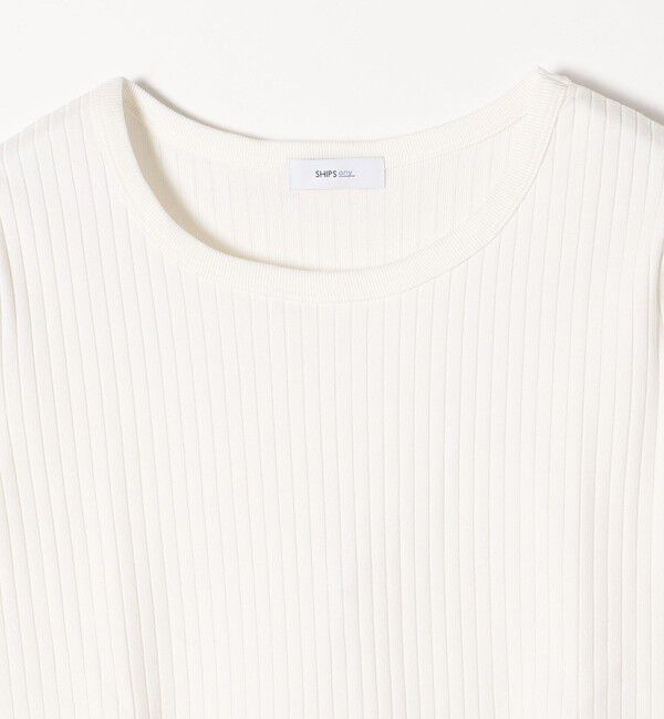 SHIPS any「《一部追加予約》SHIPS any:〈洗濯機可能〉テレコ リブ ハーフスリーブ TEE」|Tシャツ・カットソー|
