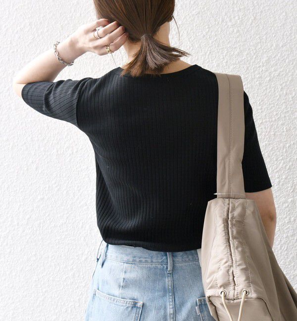 SHIPS any「《一部追加予約》SHIPS any:〈洗濯機可能〉テレコ リブ ハーフスリーブ TEE」|Tシャツ・カットソー|