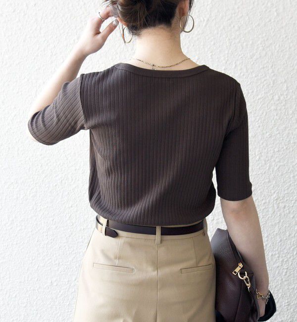 SHIPS any「《一部追加予約》SHIPS any:〈洗濯機可能〉テレコ リブ ハーフスリーブ TEE」|Tシャツ・カットソー|