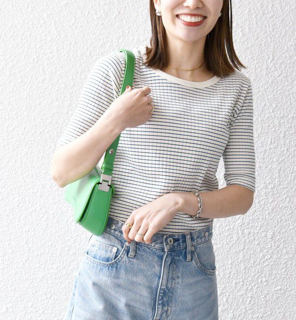 SHIPS any「《一部追加予約》SHIPS any:〈洗濯機可能〉テレコ リブ ハーフスリーブ TEE」|Tシャツ・カットソー|