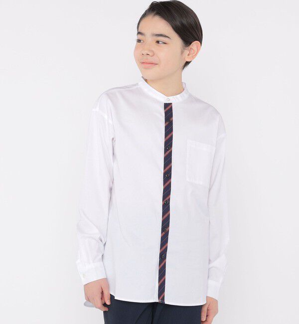 SHIPS KIDS「SHIPS KIDS:145～160cm / オックスフォード バンドカラー シャツ」|シャツ・ブラウス|