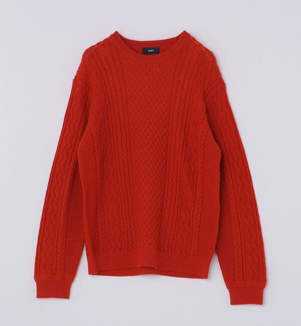 SHIPS「SHIPS:〈手洗い可能〉ランダム アラン クルーネック プルオーバー ニット」|ニット・セーター|