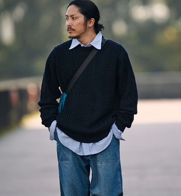 SHIPS「SHIPS:〈手洗い可能〉ランダム アラン クルーネック プルオーバー ニット」|ニット・セーター|