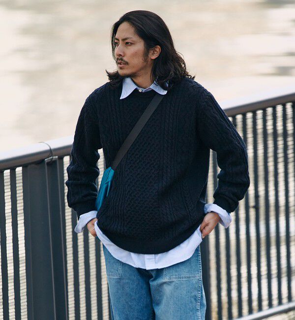 SHIPS「SHIPS:〈手洗い可能〉ランダム アラン クルーネック プルオーバー ニット」|ニット・セーター|