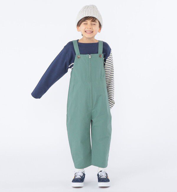 SHIPS KIDS「SHIPS KIDS:100～130cm / オーバーオール ロング パンツ」|オールインワン|グリーン