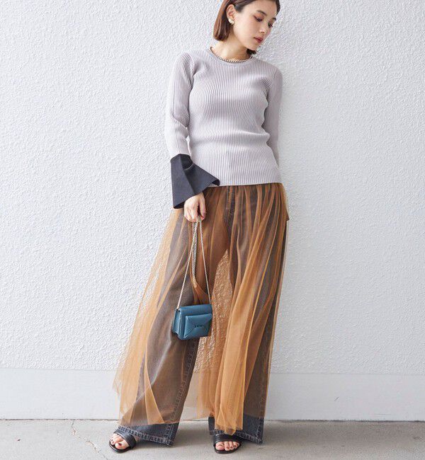 SHIPS for women「〈手洗い可能〉レイヤード シャーリング チュール スカート」|スカート|