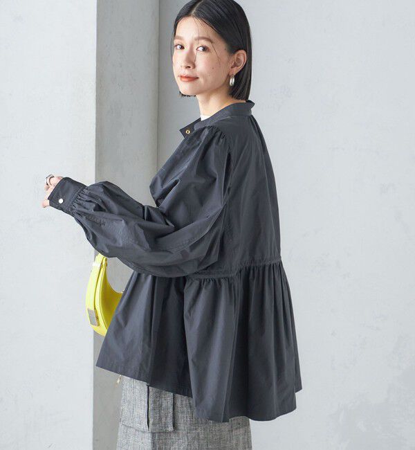 SHIPS for women「〈手洗い可能〉割繊 ナイロン スタンドカラー ギャザー ブルゾン◇」|ブルゾン・スタジャン|