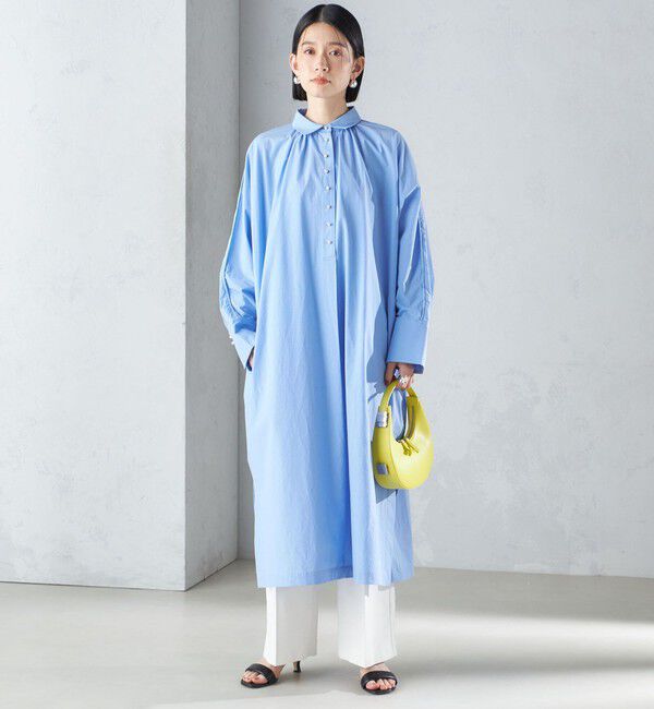 SHIPS for women「〈手洗い可能〉近江晒 タイプライター パールモチーフ ワンピース 24SS ◇」|ワンピース|