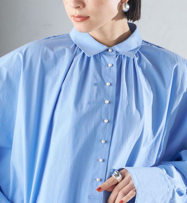 SHIPS for women「〈手洗い可能〉近江晒 タイプライター パールモチーフ ワンピース 24SS ◇」|ワンピース|