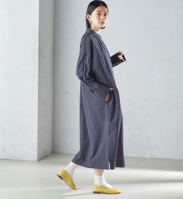 SHIPS for women「〈手洗い可能〉近江晒 タイプライター パールモチーフ ワンピース 24SS ◇」|ワンピース|
