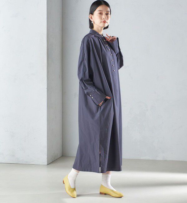 SHIPS for women「〈手洗い可能〉近江晒 タイプライター パールモチーフ ワンピース 24SS ◇」|ワンピース|