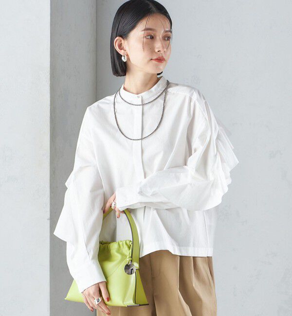 SHIPS for women「〈手洗い可能〉近江晒 タイプライター ラッフル ブラウス 24SS ◇」|シャツ・ブラウス|