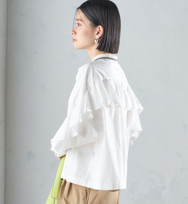 SHIPS for women「〈手洗い可能〉近江晒 タイプライター ラッフル ブラウス 24SS ◇」|シャツ・ブラウス|