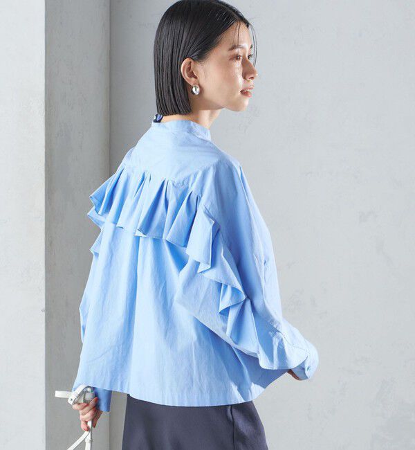 SHIPS for women「〈手洗い可能〉近江晒 タイプライター ラッフル ブラウス 24SS ◇」|シャツ・ブラウス|