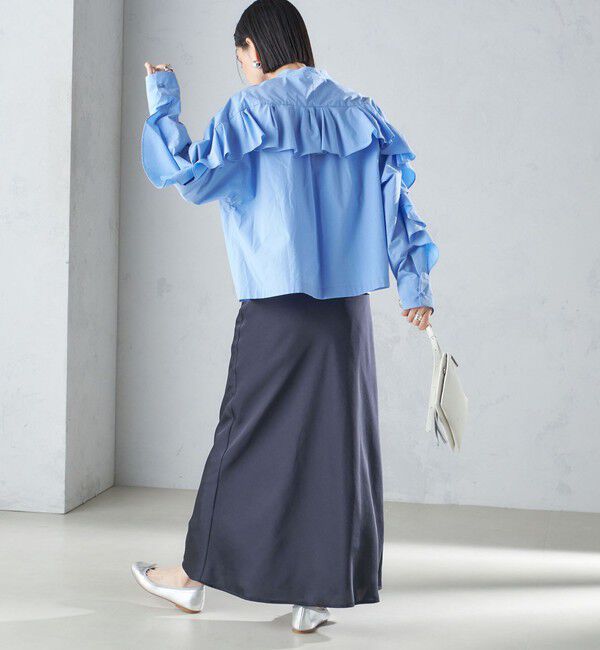 SHIPS for women「〈手洗い可能〉近江晒 タイプライター ラッフル ブラウス 24SS ◇」|シャツ・ブラウス|