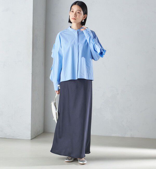 SHIPS for women「〈手洗い可能〉近江晒 タイプライター ラッフル ブラウス 24SS ◇」|シャツ・ブラウス|