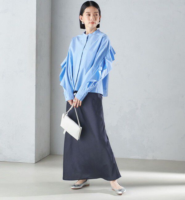 SHIPS for women「〈手洗い可能〉近江晒 タイプライター ラッフル ブラウス 24SS ◇」|シャツ・ブラウス|