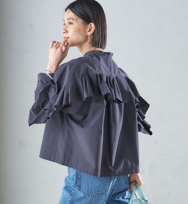 SHIPS for women「〈手洗い可能〉近江晒 タイプライター ラッフル ブラウス 24SS ◇」|シャツ・ブラウス|