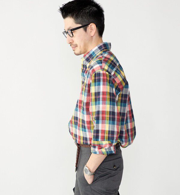 SHIPS「SHIPS: コットンリネン マドラスチェック ボタンダウン 長袖 シャツ」|シャツ・ブラウス|