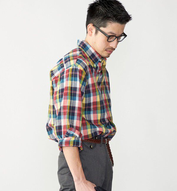 SHIPS「SHIPS: コットンリネン マドラスチェック ボタンダウン 長袖 シャツ」|シャツ・ブラウス|