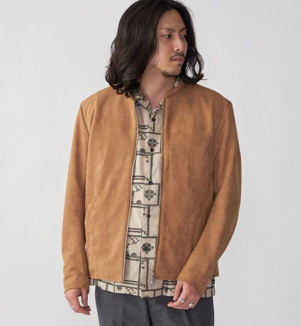 SHIPS「SHIPS: ポリエステル フェイクスエード シングル ライダース」|その他|ベージュ