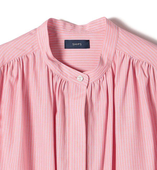 SHIPS for women「【WEB限定】〈手洗い可能〉ストライプ ギャザー フリル ワンピース」|ワンピース|