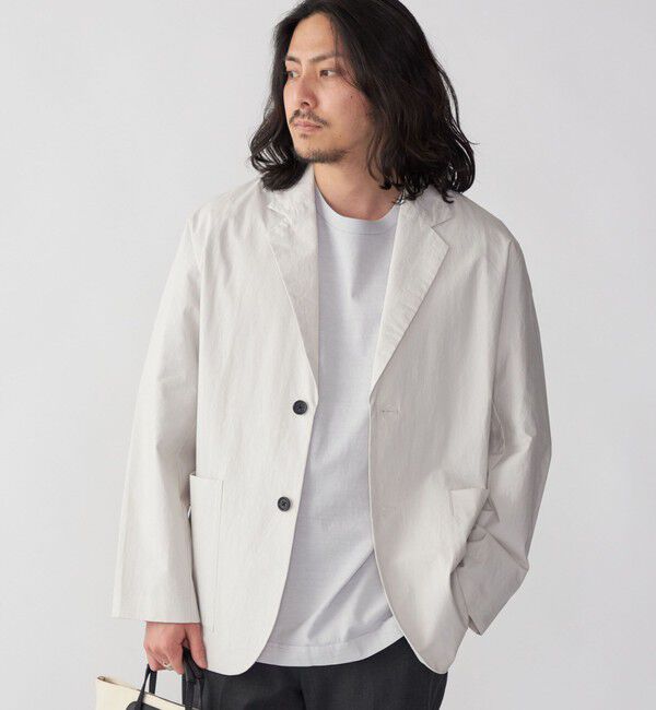 SHIPS「SHIPS: コットン ブロード リラックス シャツ ジャケット」|テーラードジャケット|ライトグレー