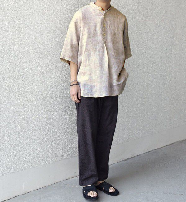 SHIPS any「SHIPS any: ピュアリネン バンド スキッパー ハーフスリーブ プルオーバー シャツ 25SS◇」|シャツ・ブラウス|