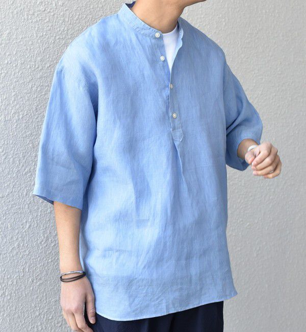 SHIPS any「SHIPS any: ピュアリネン バンド スキッパー ハーフスリーブ プルオーバー シャツ 25SS◇」|シャツ・ブラウス|