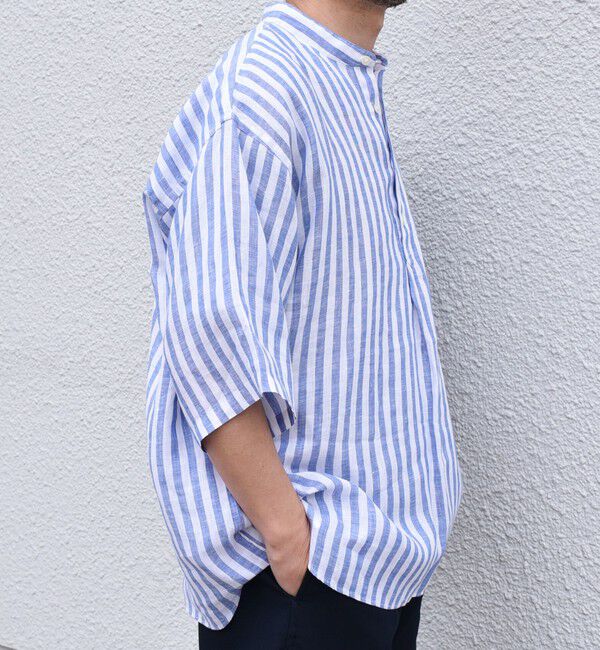 SHIPS any「SHIPS any: ピュアリネン バンド スキッパー ハーフスリーブ プルオーバー シャツ 25SS◇」|シャツ・ブラウス|