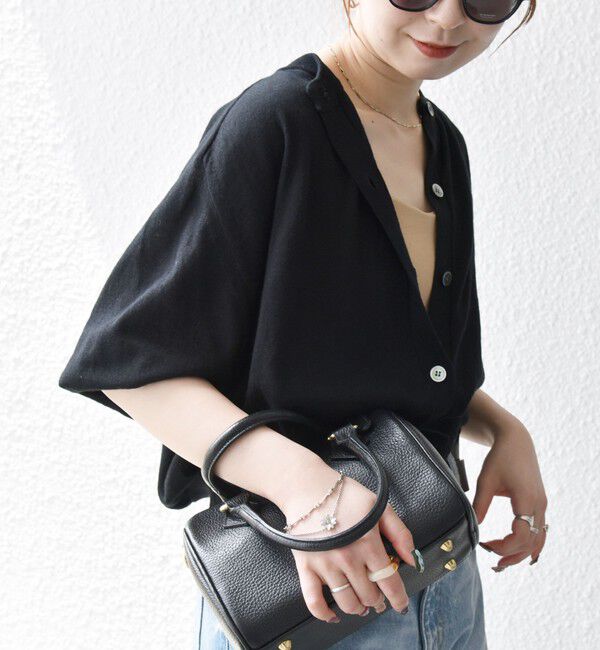 SHIPS any「SHIPS any:〈手洗い可能〉リネン ミックス ワイド パフ クルーネック シアー カーディガン」|カーディガン|