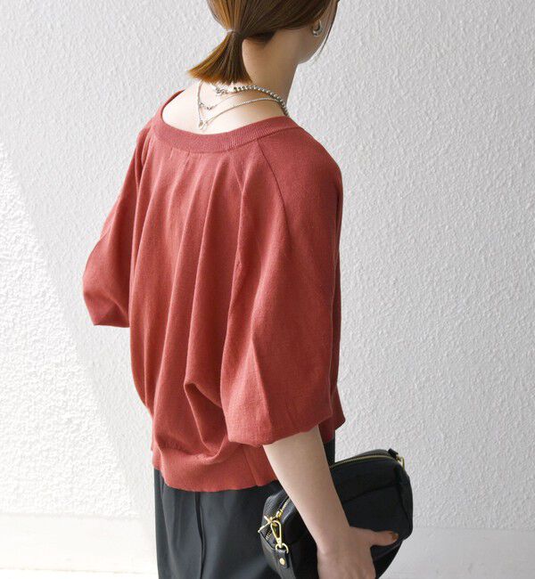 SHIPS any「SHIPS any:〈手洗い可能〉リネン ミックス ワイド パフ クルーネック シアー カーディガン」|カーディガン|