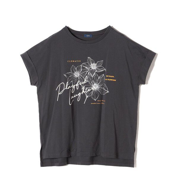 SHIPS for women「【WEB限定】〈手洗い可能〉フラワー 箔 プリント ロゴ TEE」|Tシャツ・カットソー|