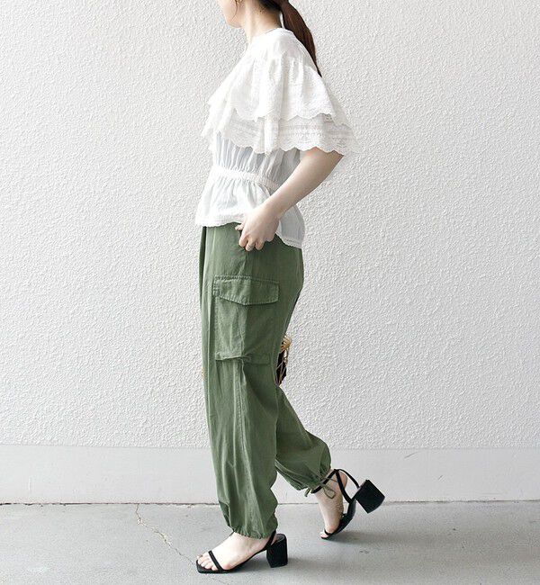 SHIPS any「bon_meur:〈洗濯機可能〉レース ヨーク ペプラム フリル ブラウス」|シャツ・ブラウス|