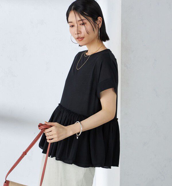 SHIPS for women「〈接触冷感〉コットン ナイロン ペプラム プルオーバー」|Tシャツ・カットソー|