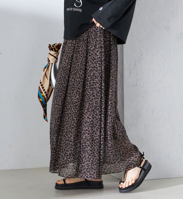 SHIPS for women「〈手洗い可能〉レオパード / 無地 ギャザー スカート」|スカート|