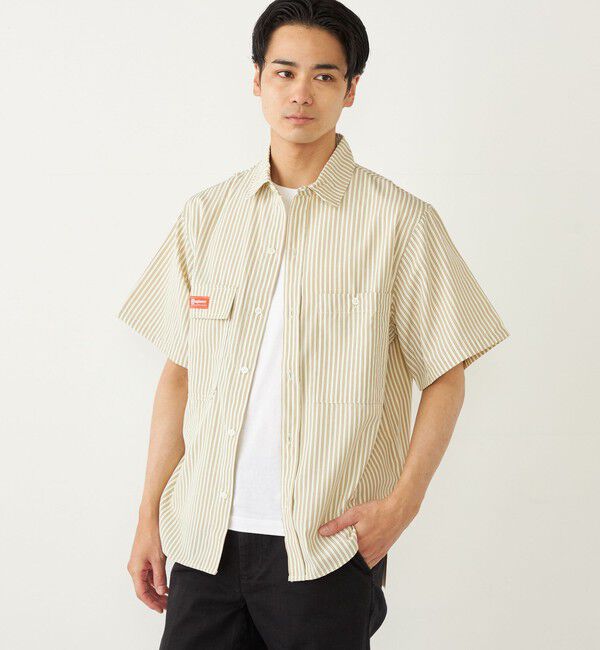 SHIPS Colors 「【SHIPS Colors別注】Engineer:ストライプ ショートスリーブ シャツ◇」|シャツ・ブラウス|ベージュ