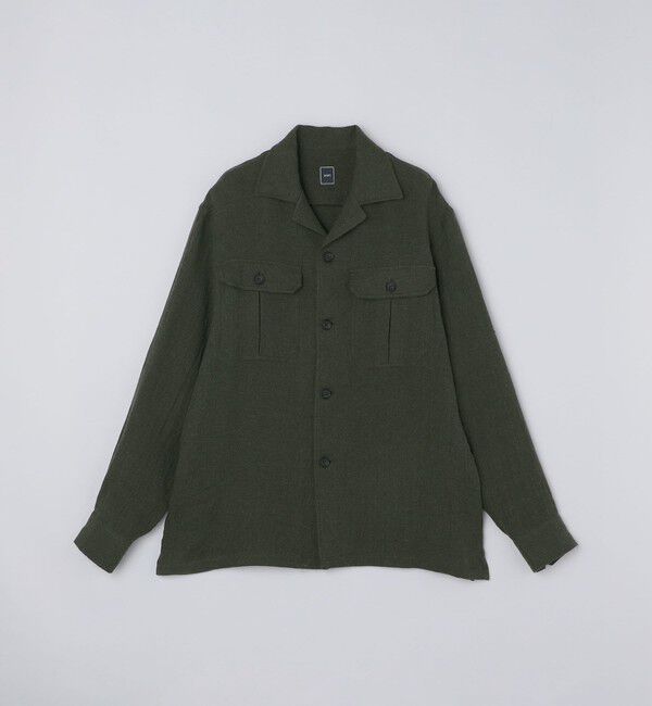SHIPS「SHIPS: リネン ウール オーバーシャツ」|シャツ・ブラウス|ライトオリーブ