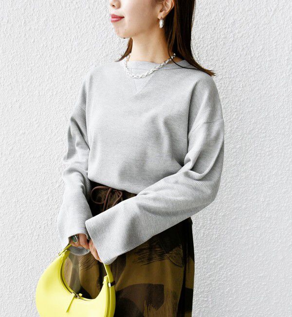 SHIPS for women「〈洗濯機可能〉ワイド スリーブ ワッフル プルオーバー」|Tシャツ・カットソー|