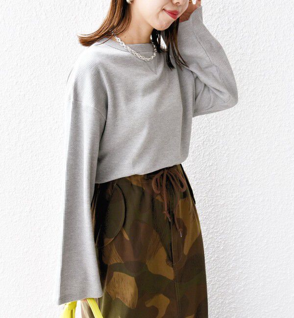 SHIPS for women「〈洗濯機可能〉ワイド スリーブ ワッフル プルオーバー」|Tシャツ・カットソー|