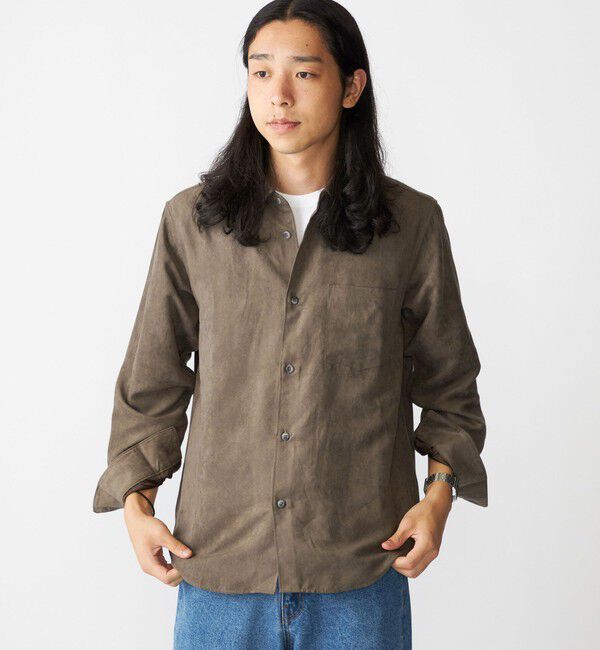 SHIPS「BENCH MARKING SHIRT: レギュラーカラー ポリエステル フェイクスエード シャツ」|シャツ・ブラウス|グレー