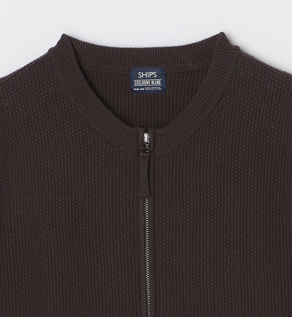 SHIPS「SHIPS:〈洗濯機可能〉SOLOTEX(R) コットン ピケ クルーネック ジップ カーディガン」|カーディガン|