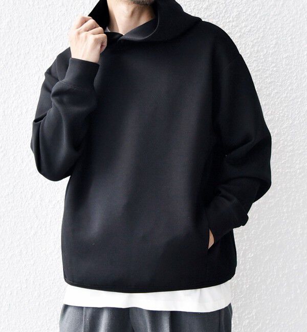 SHIPS any「SHIPS any: カラー ダンボール スナップ プルオーバー パーカー 25AW◇」|パーカー|ブラック